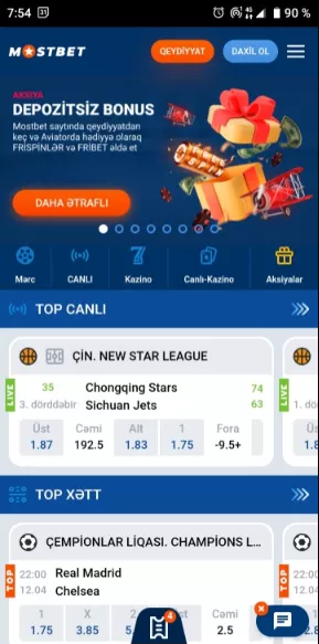 Mostbet mobil proqramında bonus proqramı